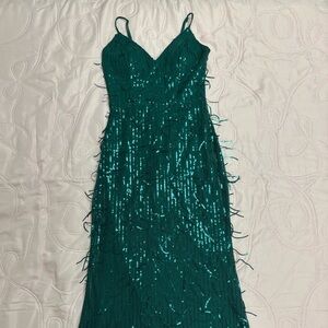 Teal Sequin Prom Dress